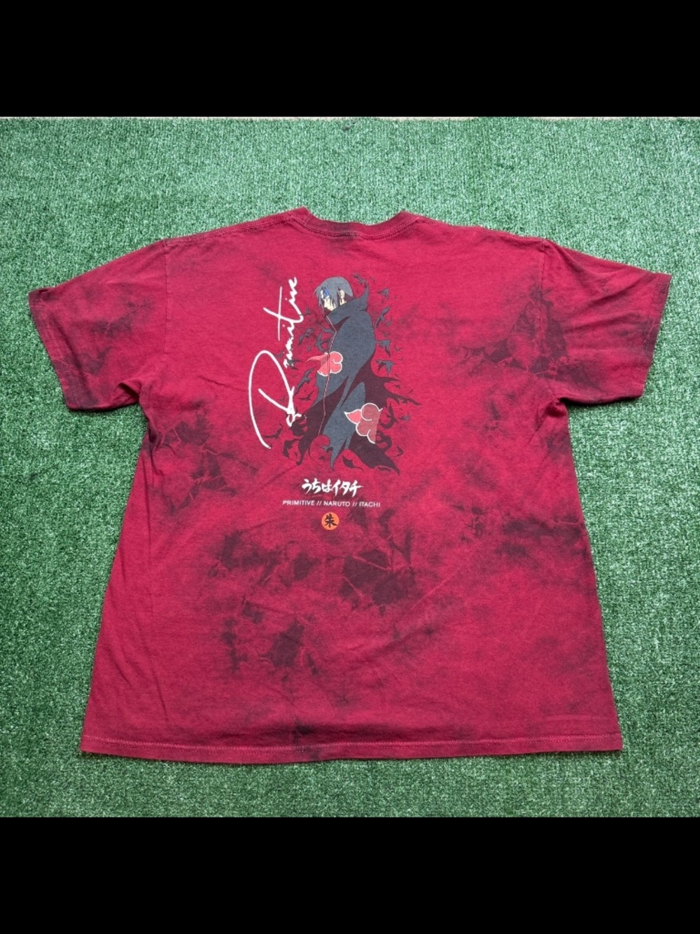 Itachi Naruto x Primitive T Shirt Mens Size L Red Tie Dye Skateboarding